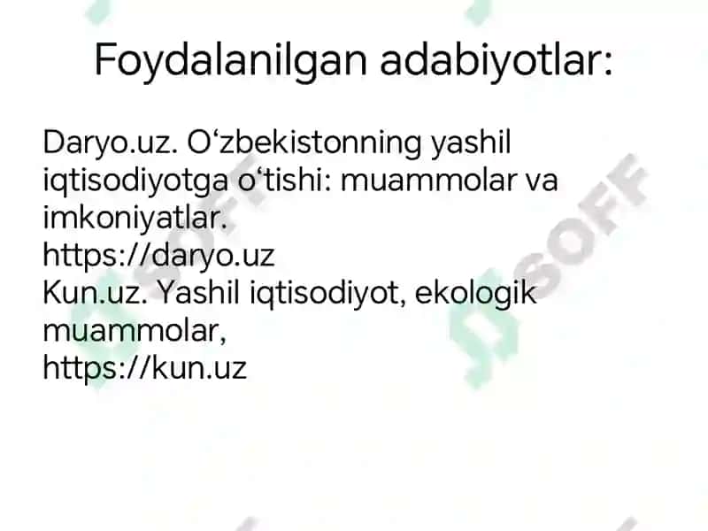 Yashil Iqtisodiyotga O'tish 2