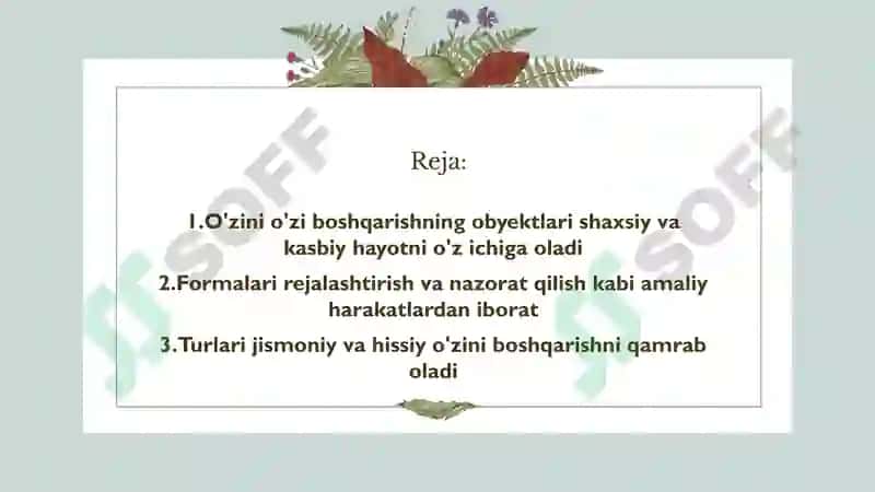 O'zini o'zi boshqarishning 2