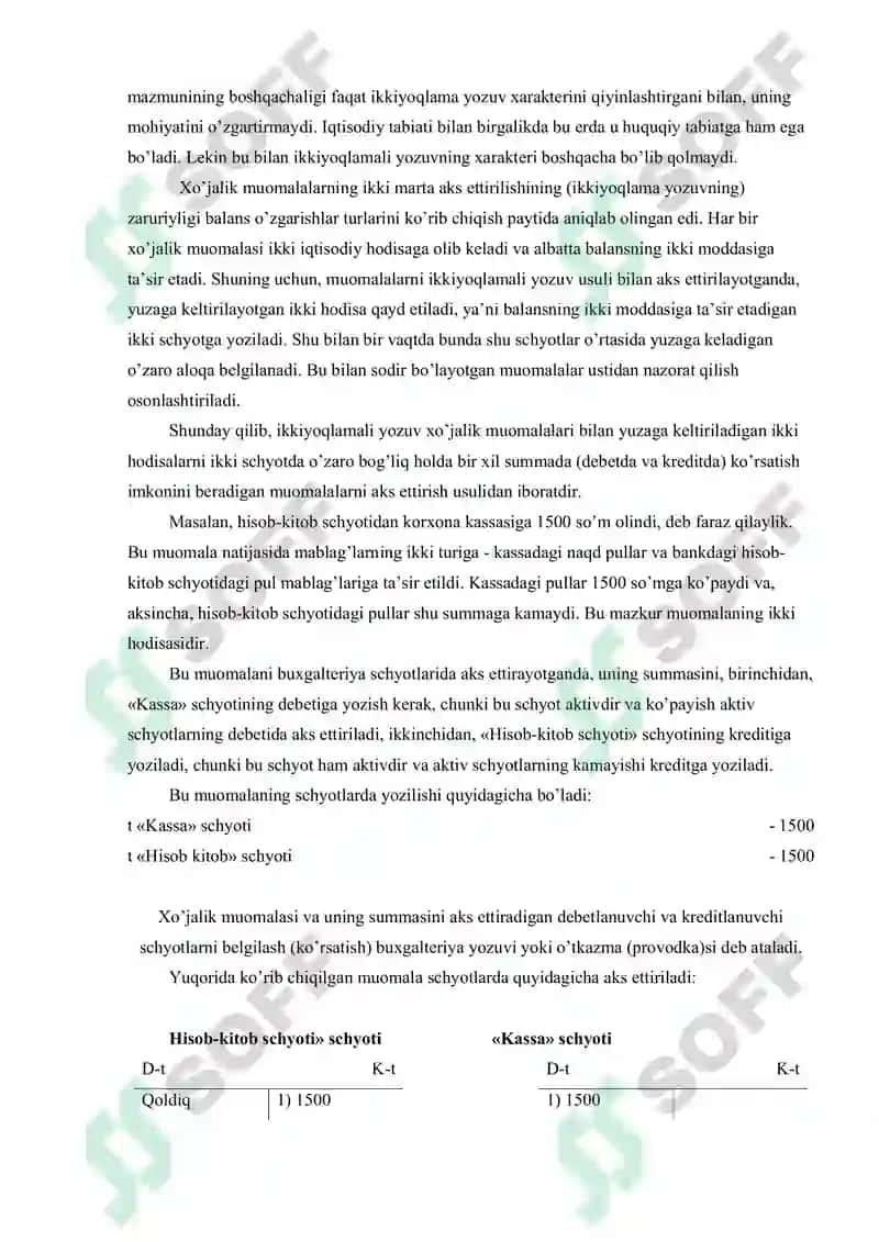 Buxgalteriya hisobi schyotlaridagi ikkiyoqlama yozuv 2