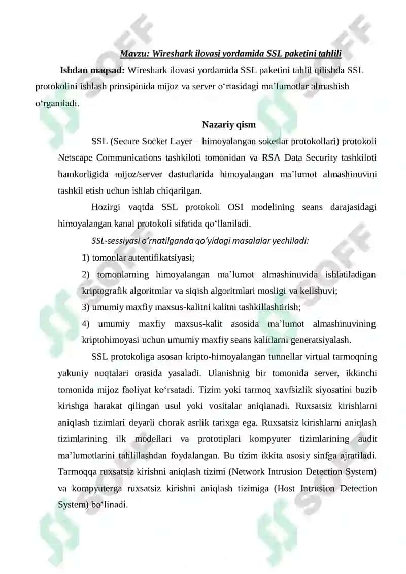 Wireshark ilovasi yordamida SSL paketini tahlili 2
