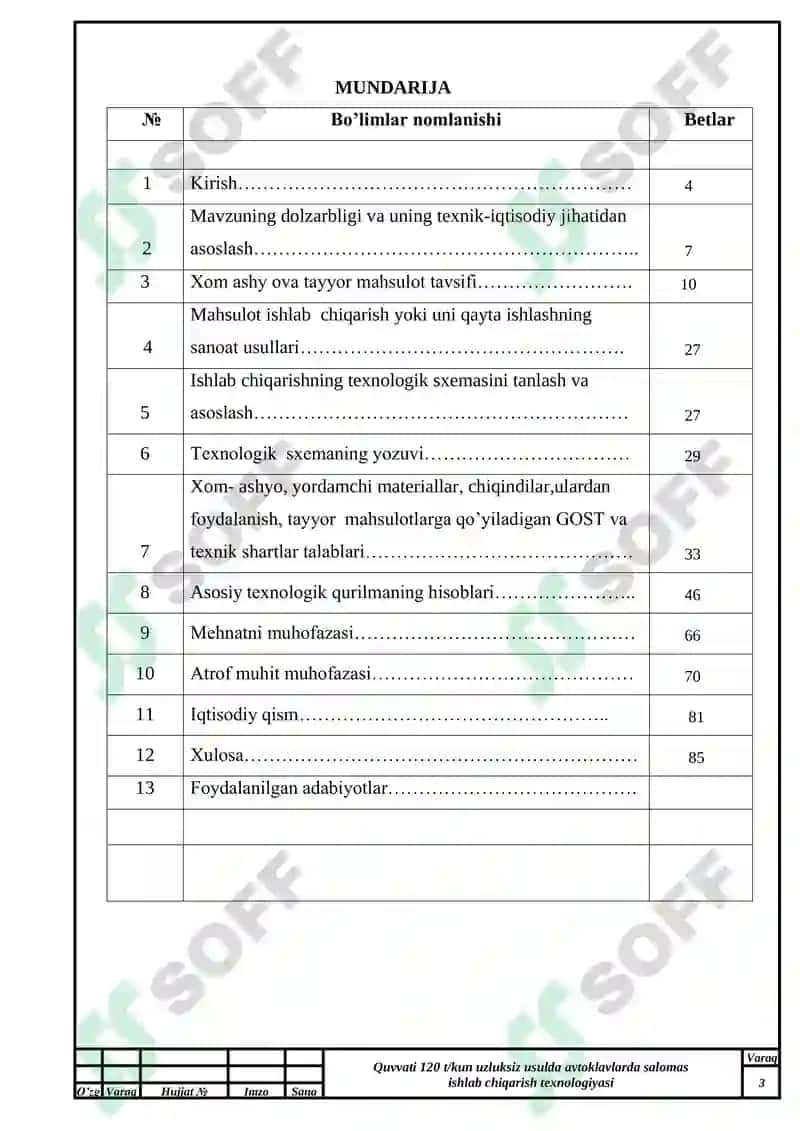 Quvvati 120 t/kun uzluksiz usulda avtoklavlarda salomas ishlab chiqarish texnologiyasi mavzusidagi 2