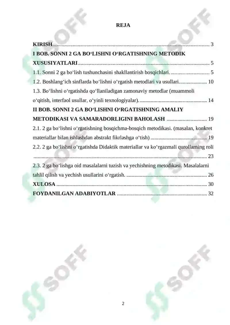 "SONNI 2 GA BO‘LISHNI O‘RGATISH METODIKASI" 2