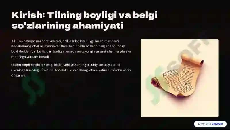 Belgi bildiruvchi so'zlarning uslubiy xususiyatlari 2