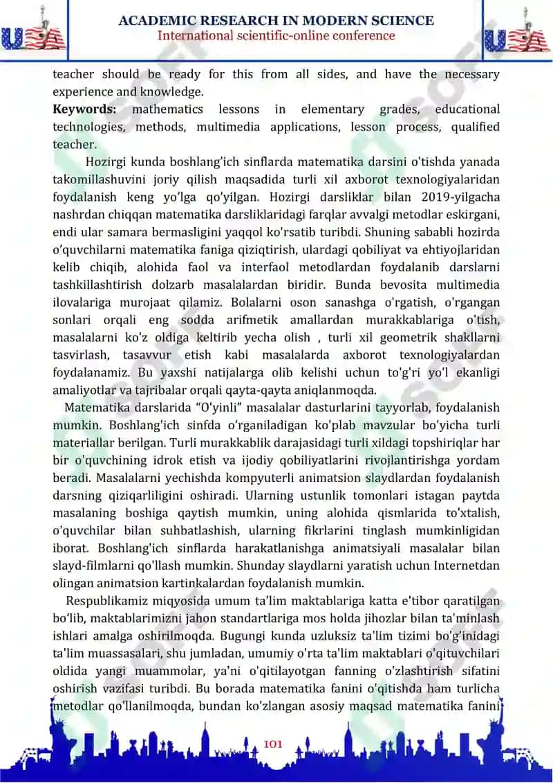 BOSHLANG’ICH SINF MATEMATIKA DARSLARIDA AXBOROT TEXNOLOGIYALARIDAN FOYDALANISHNING SAMARASI 2