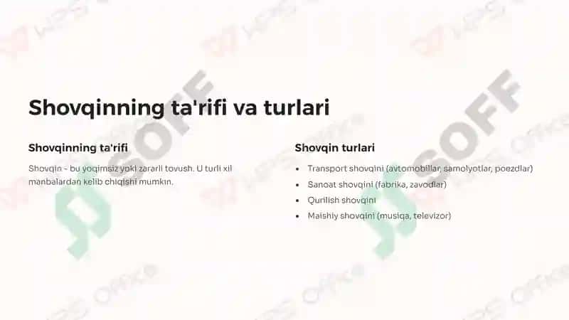 Shovqinning ta'rifi va turlari 2