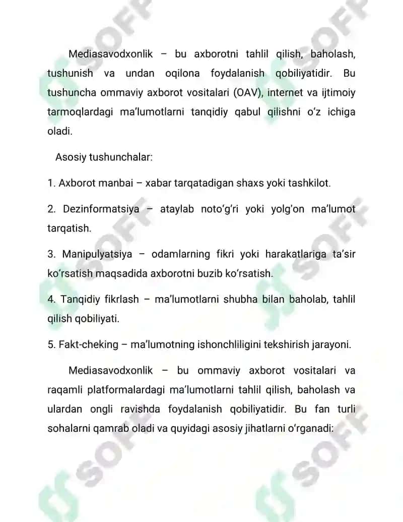 Mediasavodxonlikning asosiy tushunchalari va ahamiyati 2