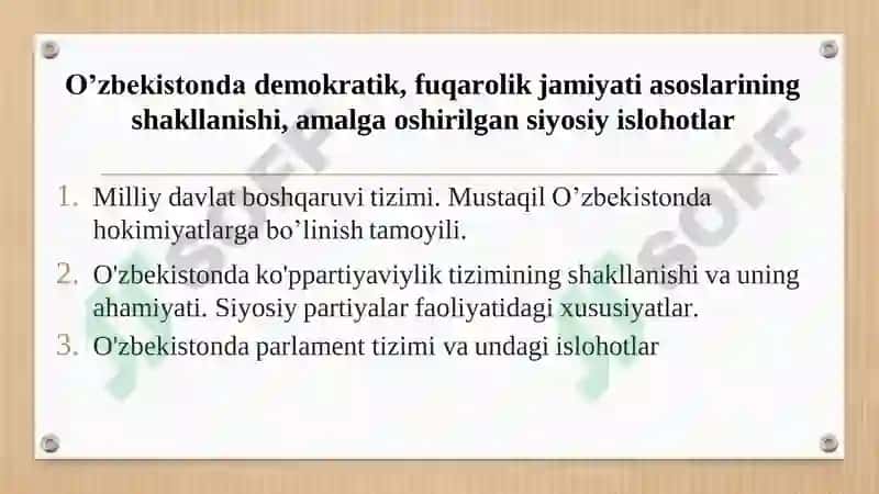 O'zbekistonning eng yangi tarixi fanidan taqdimoti 2