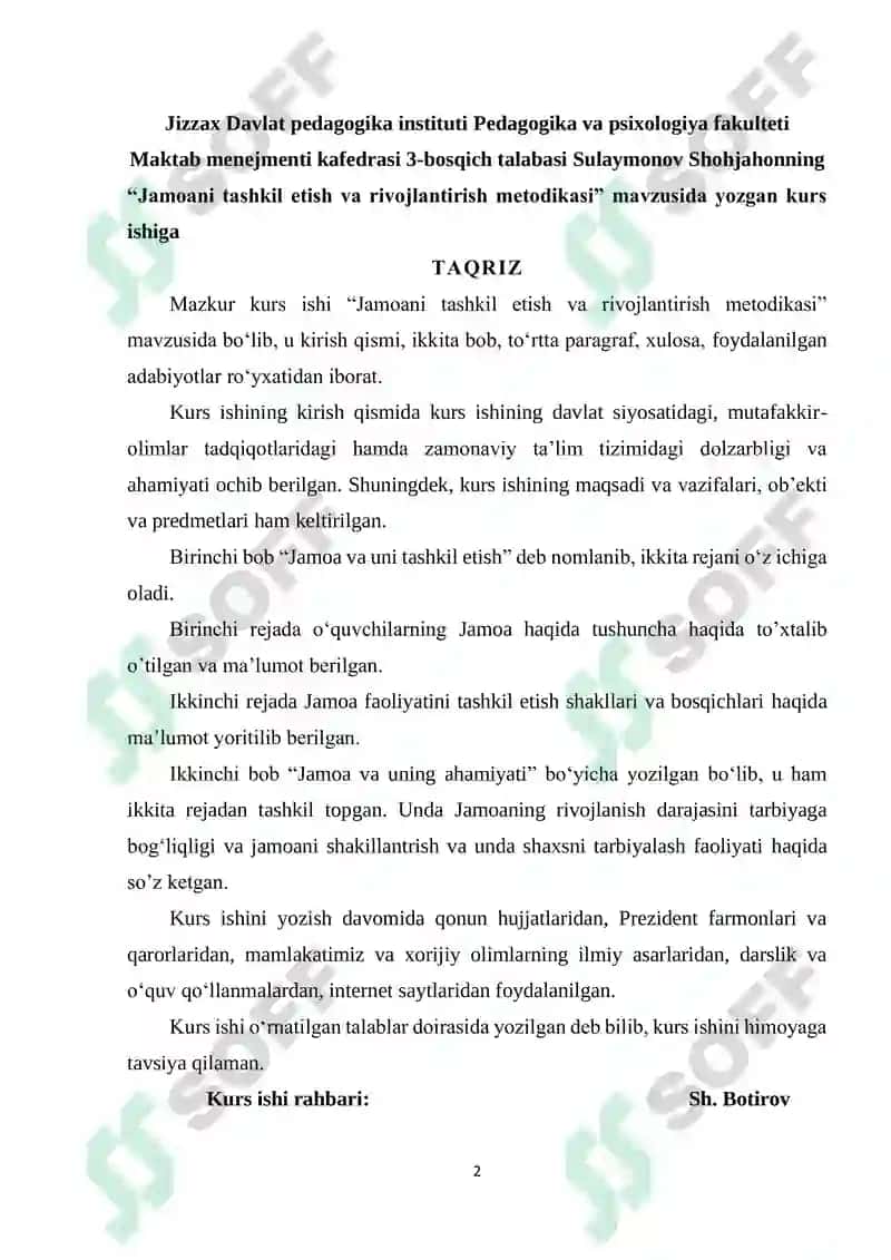 Jamoani tashkil etish va rivojlantirish metodikasi 2