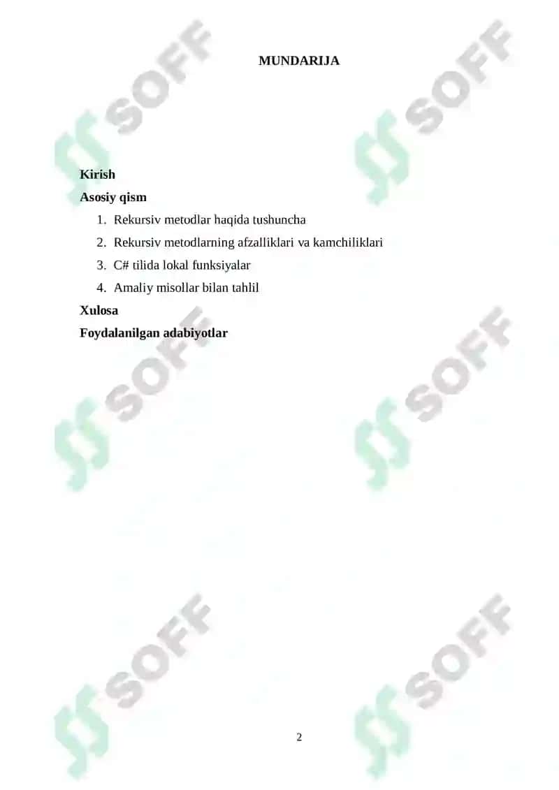 C# dasturlash tilida rekursiv metodlar va lokal funksiyalardan foydalanish 2