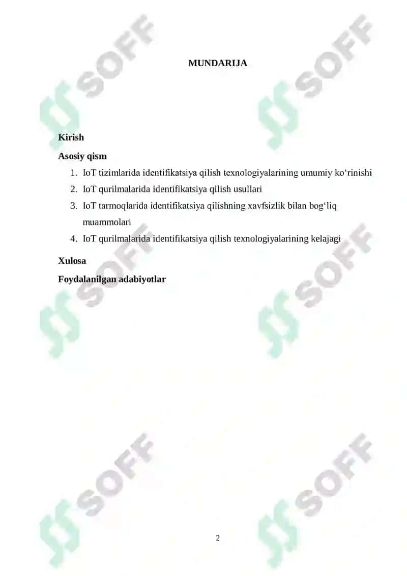 IoT qurilmalari va tarmoqlarida identifikatsiya qilish texnologiyalari 2