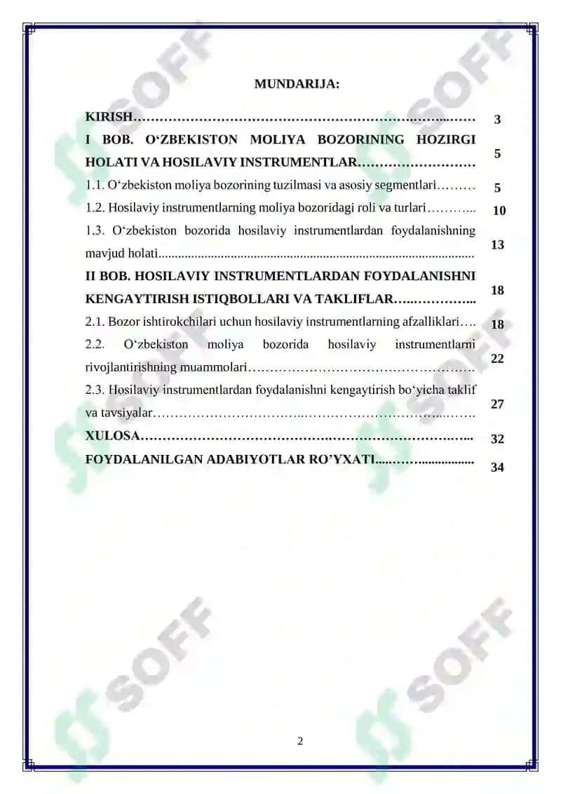 O‘zbekiston moliya bozorida hosilaviy instrumentlardan foydalanishni kengaytirish 2