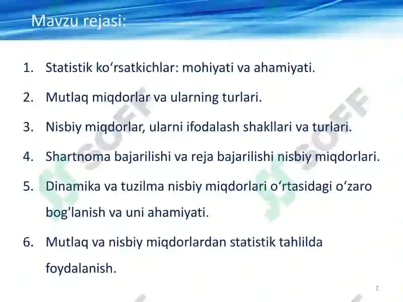 Statistika fanidan amaliy mashg'ulotlar 2