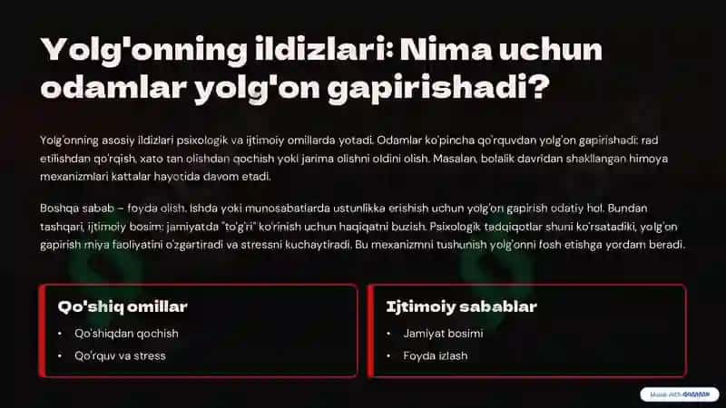 Yolg'on psixologiyasi va uni fosh etish: Umumiy ko'rib chiqish 2
