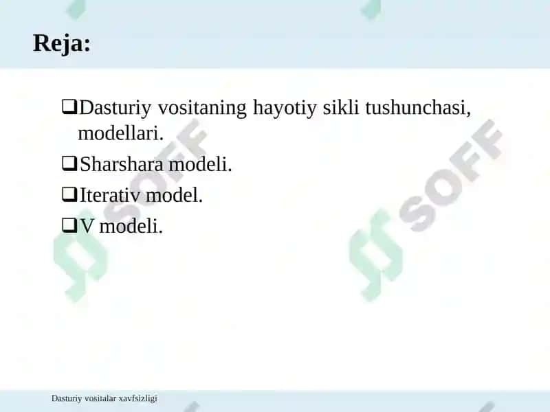 Dasturiy vositalar xavfsizligi 2