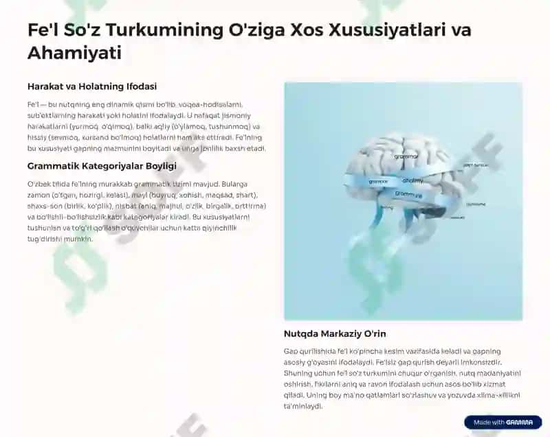 Fe'l So'z Turkumini O'rganishda 2
