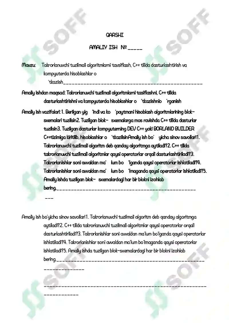 Takrorlanuvchi tuzilmali algoritm dasturlash 2