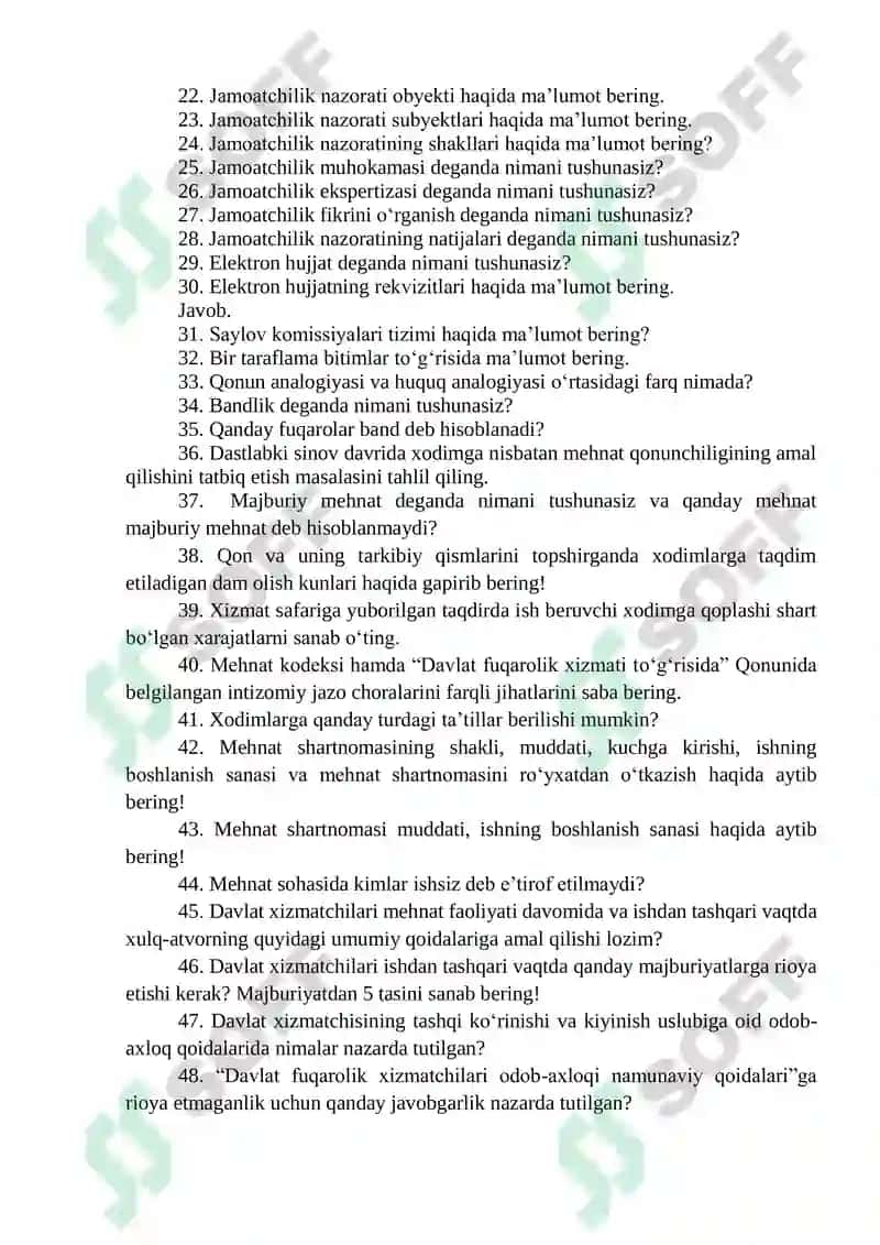 Adliya tahminiy savollar 2