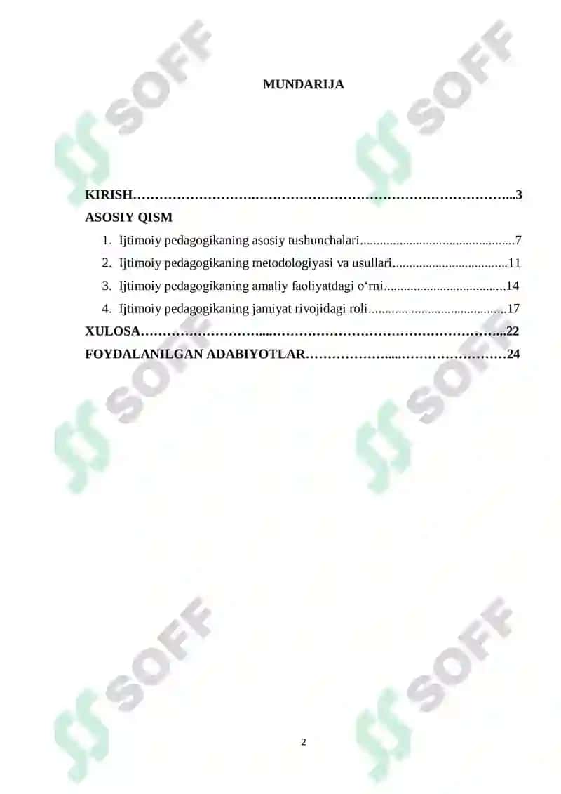 Ijtimoiy Pedagogika Fan va Amaliy Faoliyat Kurs Ishi 2