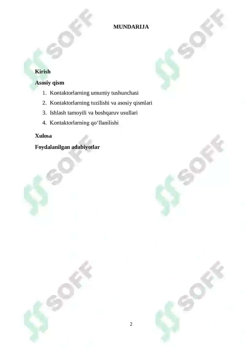 Kontaktorlarni koʻrsatmalar, turlari va tuzilishlari 2