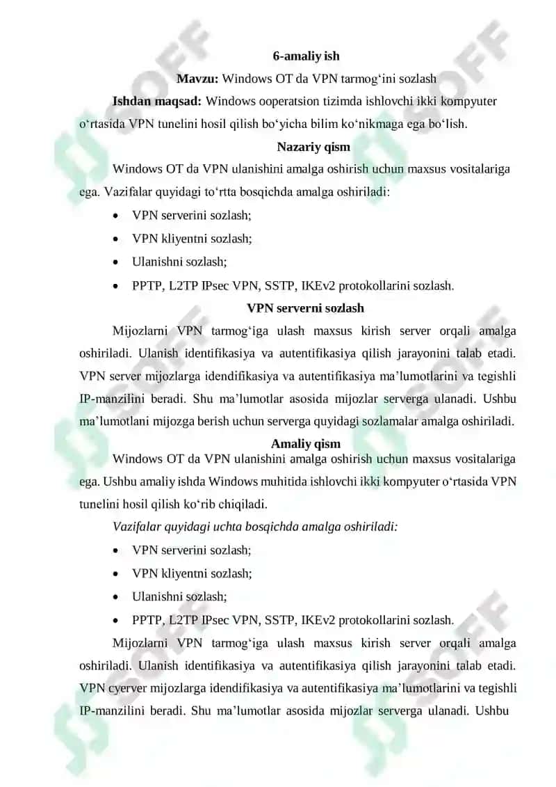 Windows OT da VPN tarmog‘ini sozlash 2