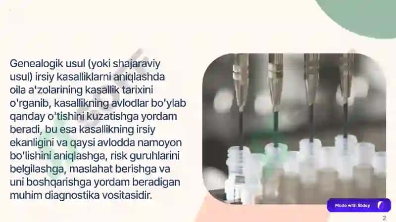 Geneologik usulning irsiy kasalliklarni aniqlashda qoʻllanilishi 2