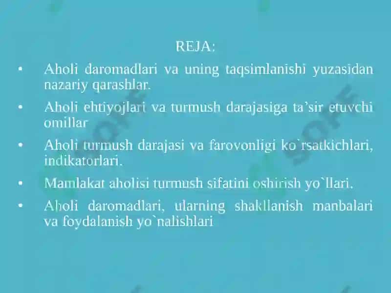 AHОLINING TURMUSH DARAJASI VA FARОVОNLIGI 2