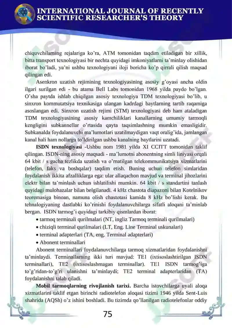 MOBIL TARMOQLARNING RIVOJLANISH BOSQICHLARI, PAYDO BO’LISH TARIXI VA UNING KELAJAKDAGI ISTIQBOLLARI 2