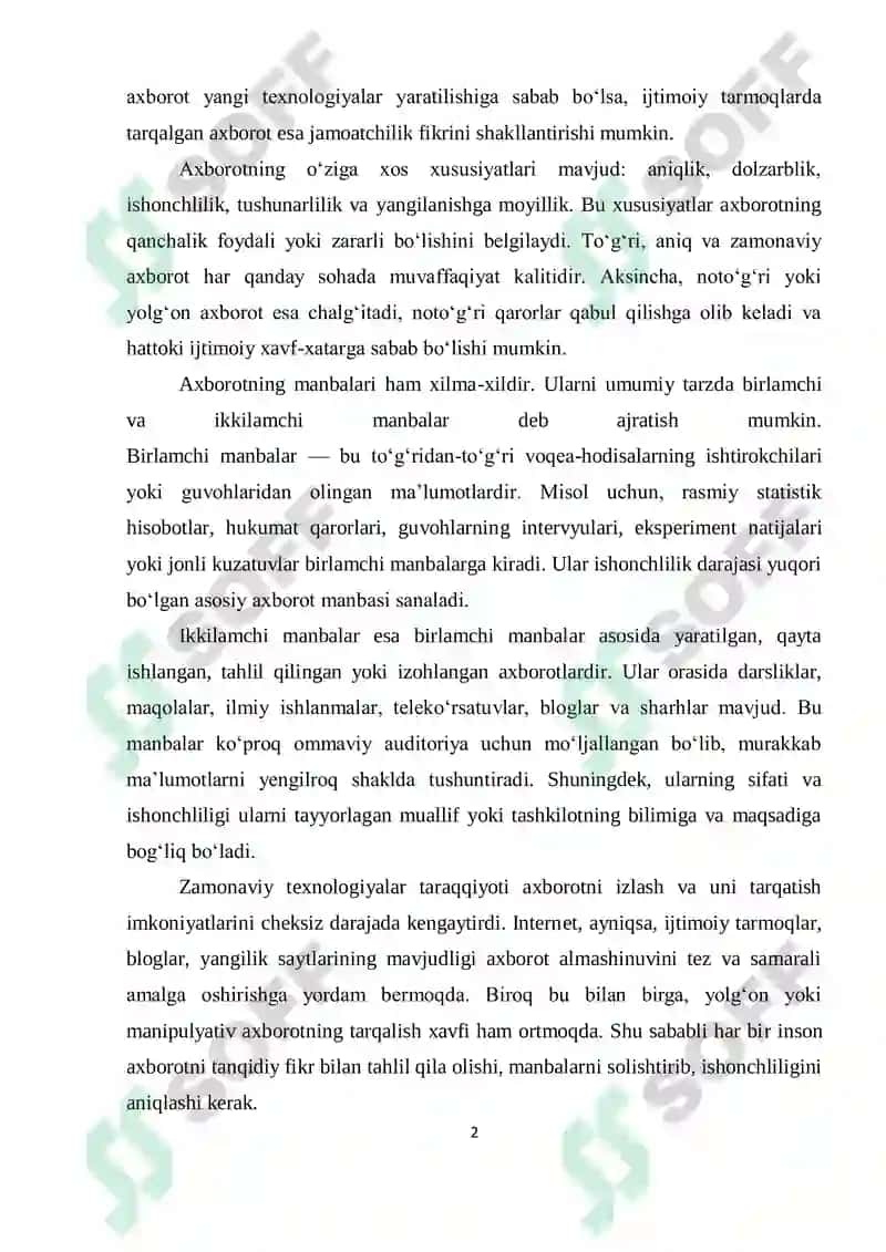 Axborot Nima Va Uning Manbalari 2