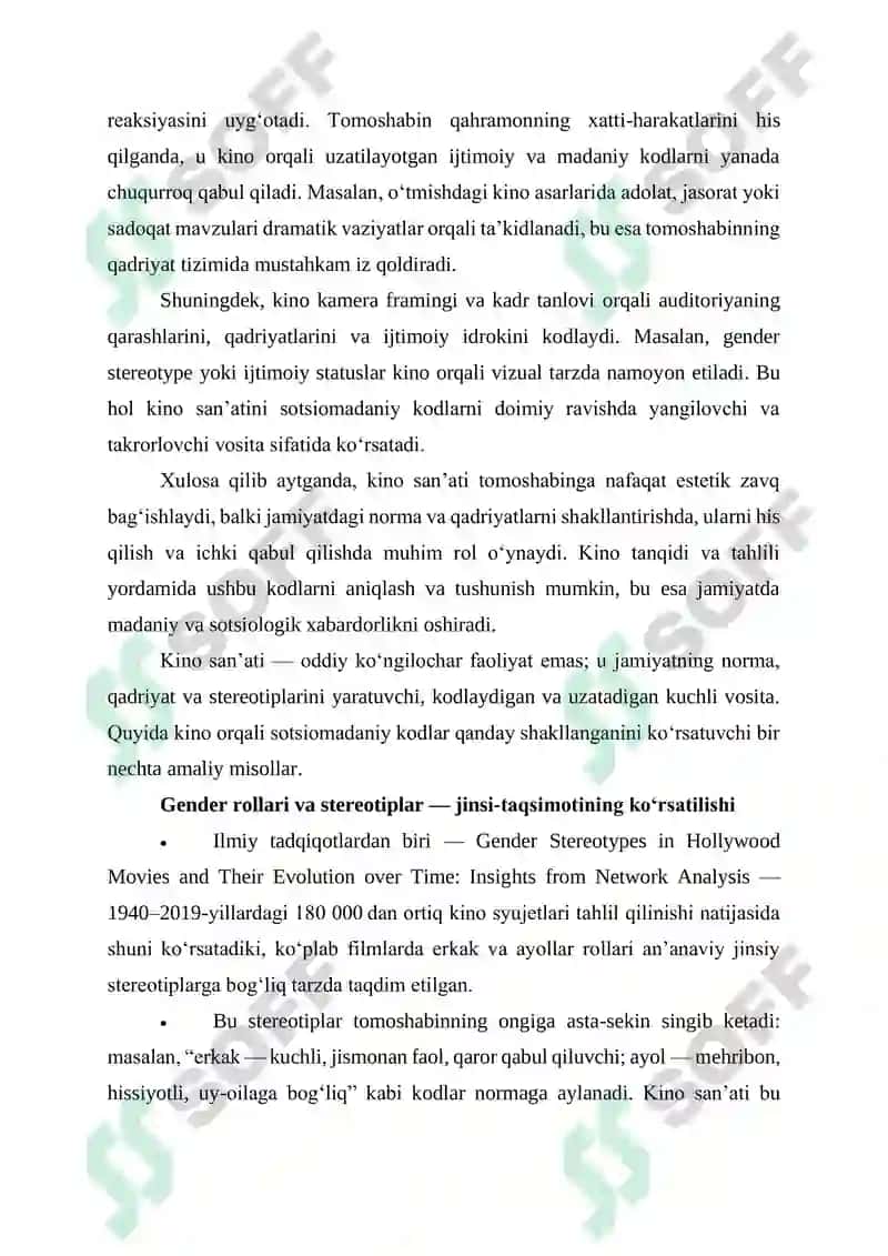 KINO SAN’ATINING SOTSIOMADANIY KODLARNI SHAKLLANTIRISHDAGI EPISTEMIK FUNKSIYASI 2
