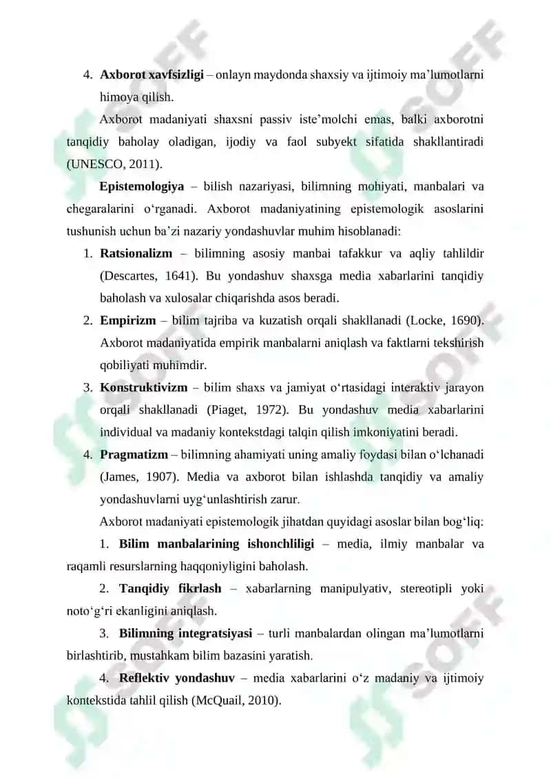 AXBOROT MADANIYATINING EPISTEMOLOGIK ASOSLARI VA UNING BILISH JARAYONIGA TA’SIRI 2