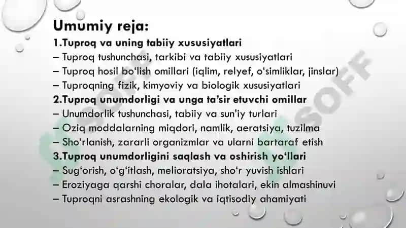 Tuproq va uning tabiiy xususiyatlari 2