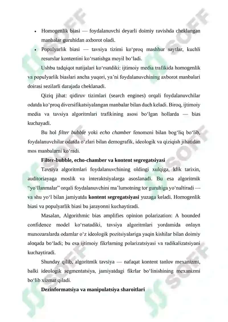 MEDIA MAYDONIDAGI ALGORITMIK TENGSIZLIK: SUN’IY INTELLEKTNING AXBOROT OQIMIGA TA’SIRI 2