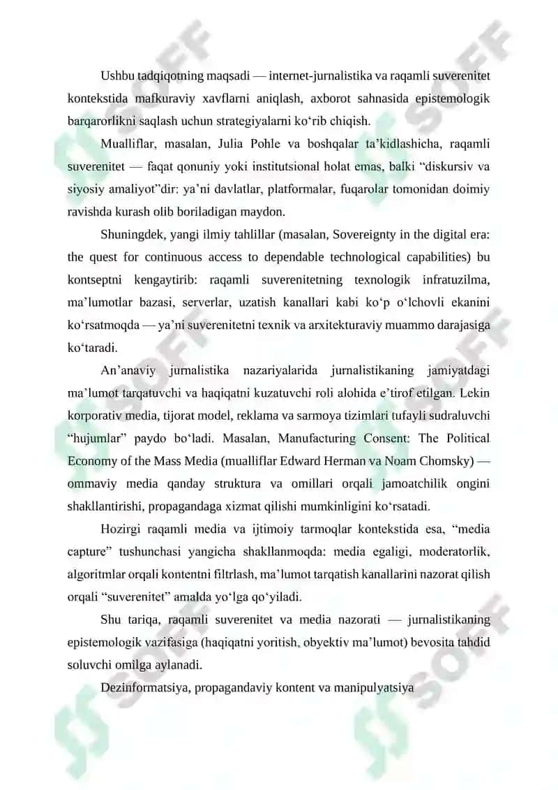 INTERNET JURNALISTIKASI VA RAQAMLI SUVERENITET: MAFKURAVIY XAVFLAR TAHLILI 2