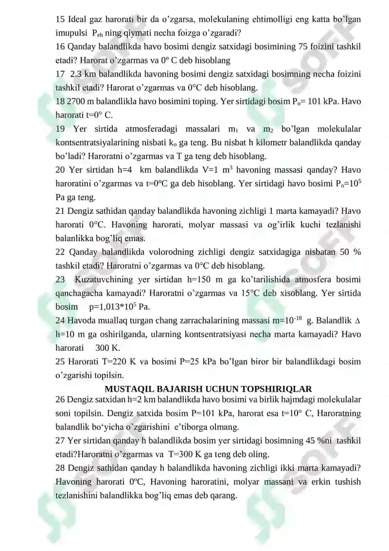GAZ MOLEKULALARINING O’RTACHA TO’QNASHISH SONI VA O’RTACHA ERKIN YURISH YO’LI 2