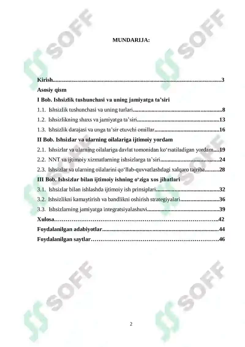 "Ishsizlar va ular oilalar bilan ijtimoiy ishning alohida jihatlari" 2
