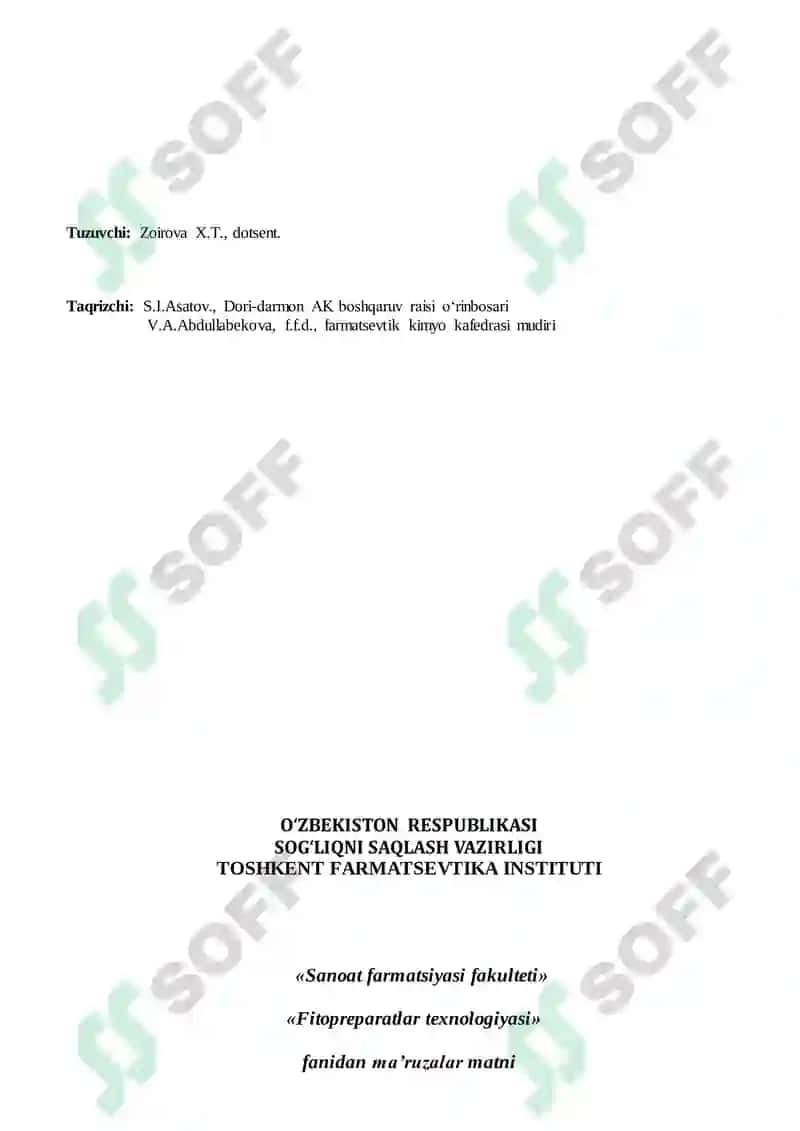 Fitopreparatlar texnologiyasi 2