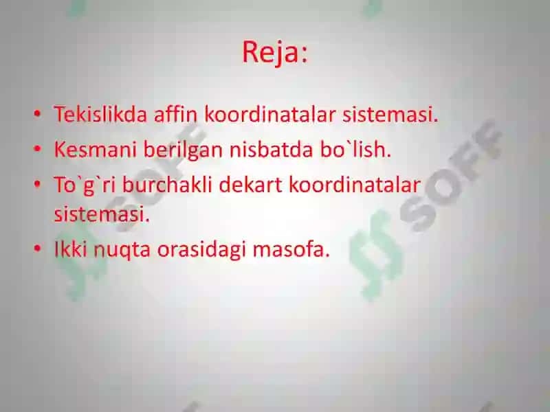 Tekislikda affin koordinatalar sistemasi 2