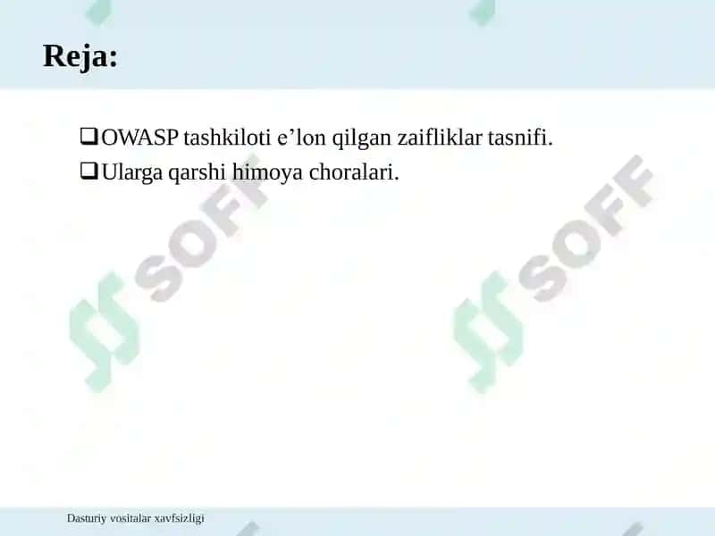 Dasturiy vositalarda zaifliklar tasnifi 2