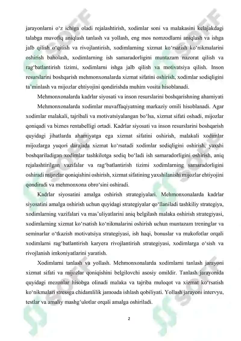 Kadrlar siyosati va inson resurslari boshqaruvini 2