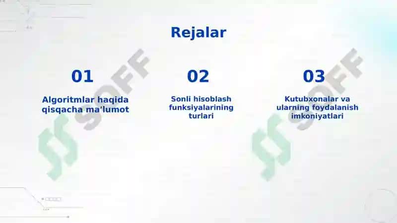 Sonli hisoblash funksiyalari kutubxonasi 2