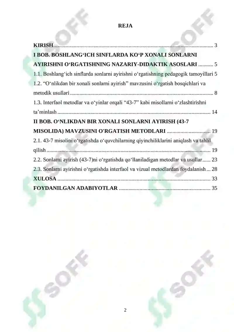 Sonlarni ayirish (43-7)ni o‘rgatish metodikasi 2