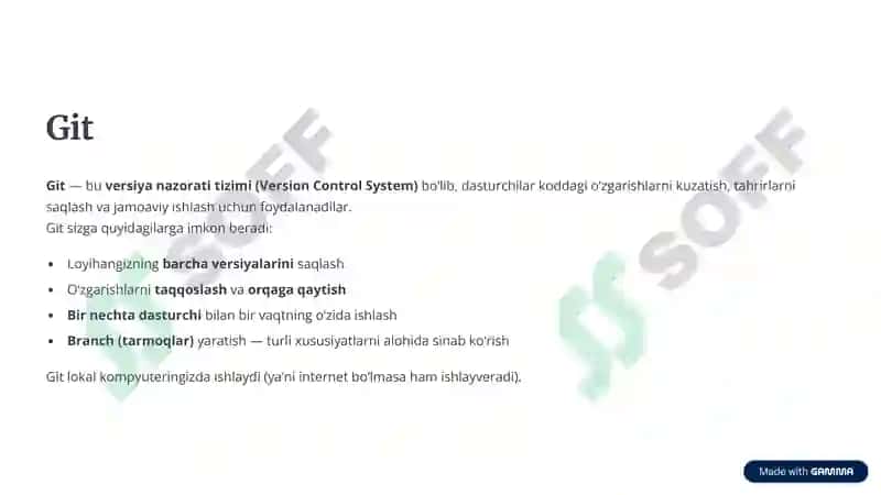 GitHub va git haqida tuliq amaliyotlari bilan slayd 2