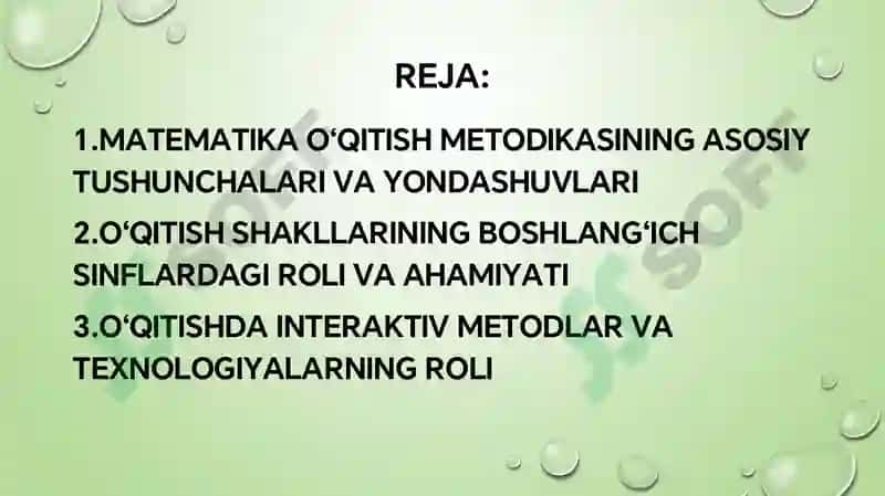 MATAMETIKA O'QITISH METODIKASI 2
