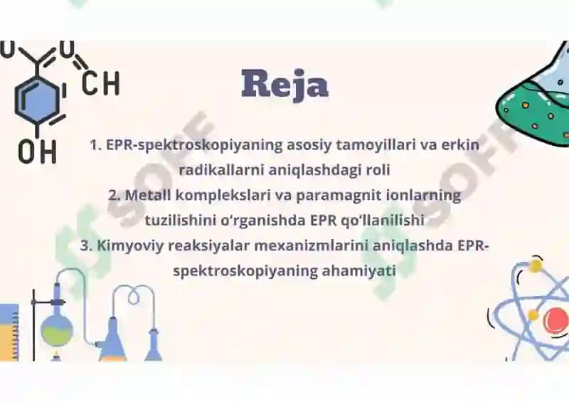 EPR spektroskopiyasining kimyoda qo'llanishi 2