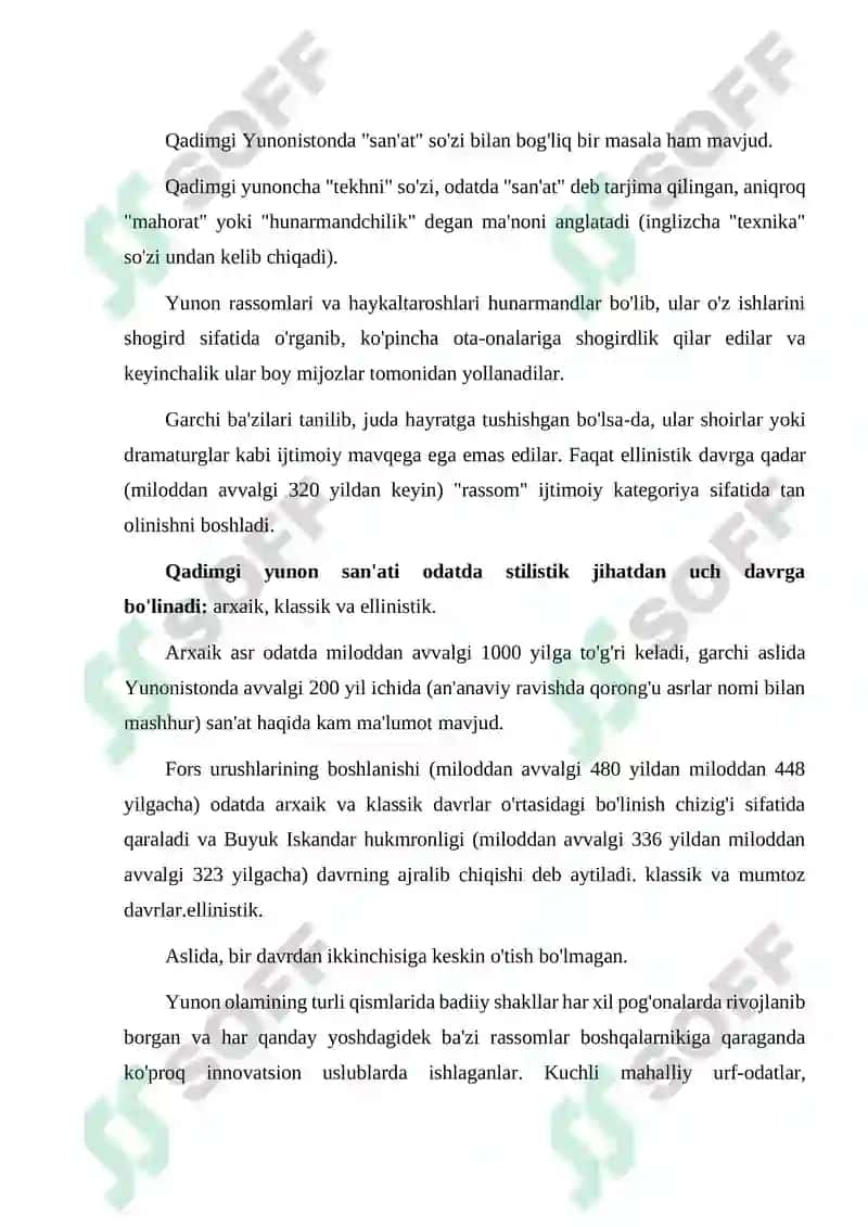 Qadimgi Yunon san’ati (esse) 2