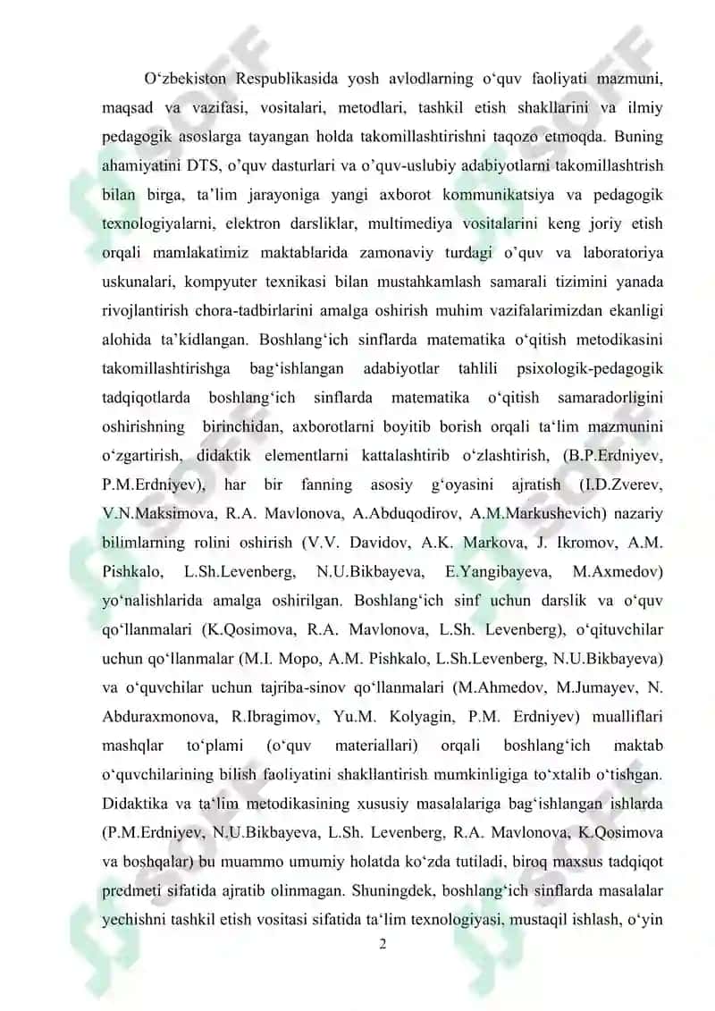 O‘zbekiston Respublikasida yosh avlodlarning o‘quv faoliyati 2