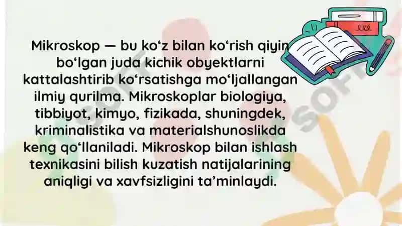 Mikroskop xillari, u bilan ishlash va foydalanish texnikasi bilan tanishish 2
