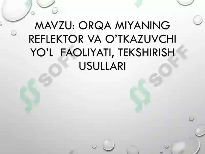 Orqa miyaning reflektor va o'tkazuvchi yo'l faoliyati, tekshirish usullari 2