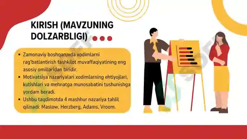 Motivatsiya nazariyalari tahlili (Maslow, Herzberg, Adams, Vroom) 2