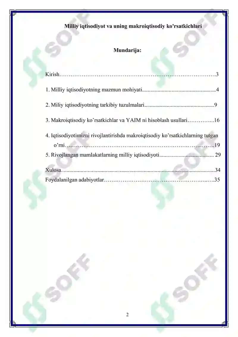 Milliy iqtisodiyot va uning makroiqtisodiy ko'rsatkichlari 2